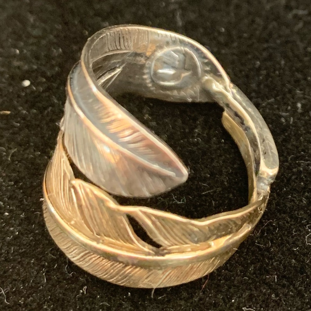 Goros Double Feather Solid Gold And Silver Ring - image 5